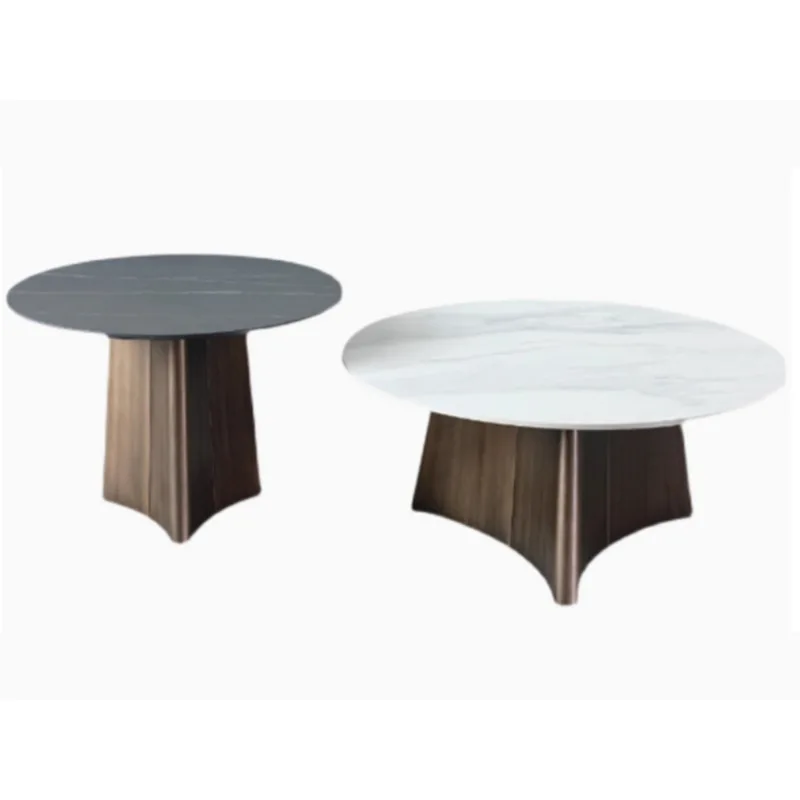 

Light luxury round coffee table base bracket stone tripod corner metal