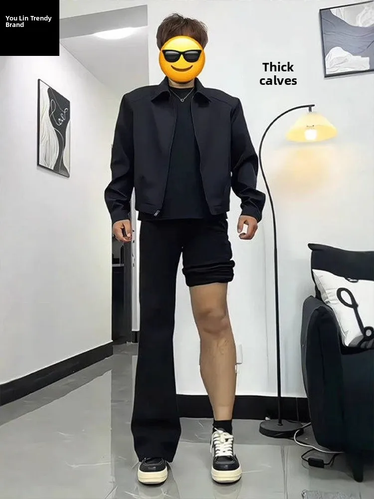 

Cleanfit Bla Knife Fce Lined Straight Leg Jeans for plus Size Men Comfortable Stretchy Bootcut Trousers Casual Wear