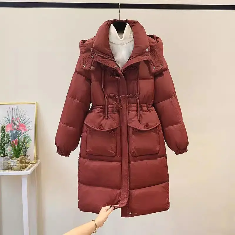 2024 Winter Clothing New Chinese style Horn Button Cotton Coat Large Size Loose Medium Long Thick Padded Jacket For Women A537