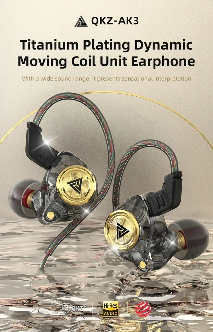 QKZ AK3 HiFi 3,5-mm-Kopfhörer mit Mikrofon, Bass, Geräuschunterdrückung, für Sport, Gaming, Musik, Stereo-Sound, Ohrhörer – Detail 2