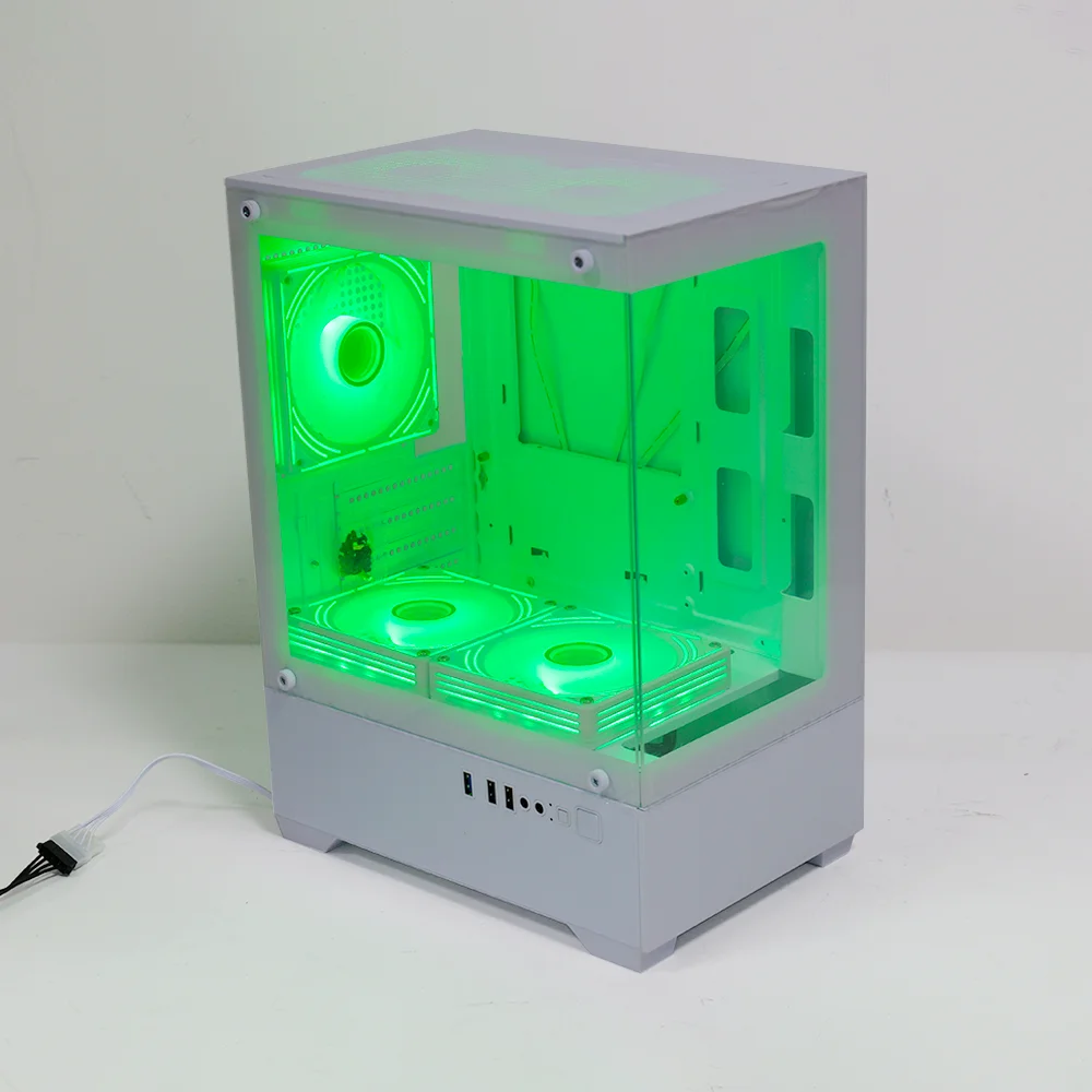 MANMU الزجاج المقسى منتصف برج الألعاب الكمبيوتر حالات كمبيوتر صغير حالة Matx حالة الكمبيوتر مع 5 مروحة #5