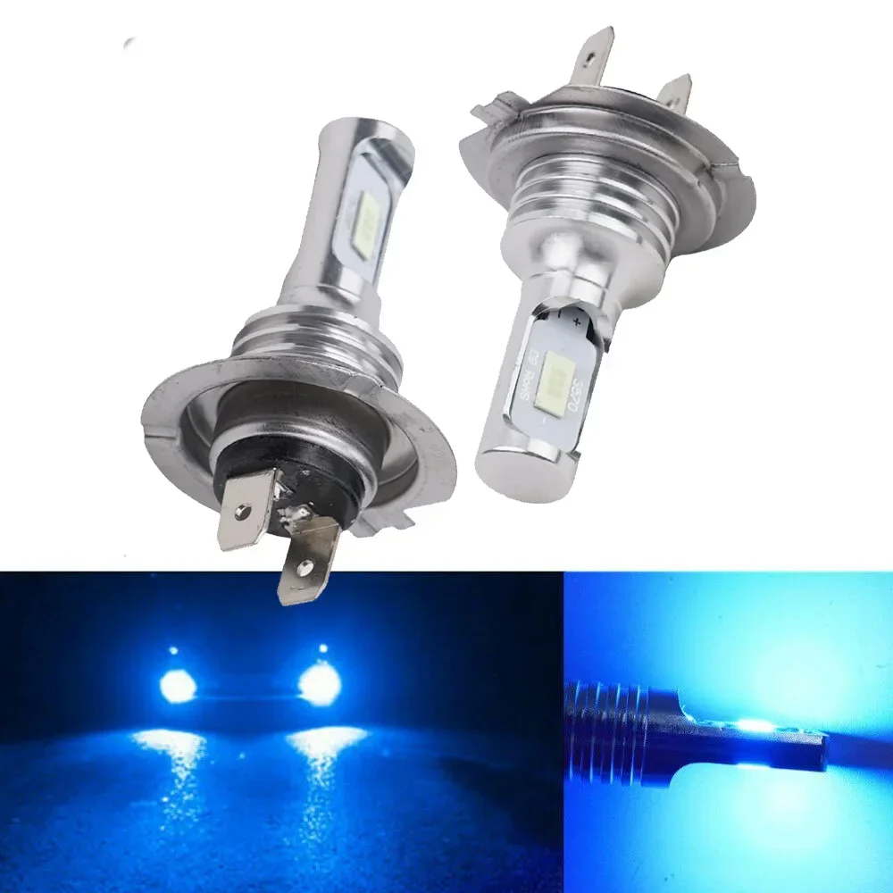 

2pc 3570 LED Lights 80W 8000LM H7 8000K Headlight Bulb Kit High-Low Beam Ice Blue Replacements Super Bright 12V-24V Set