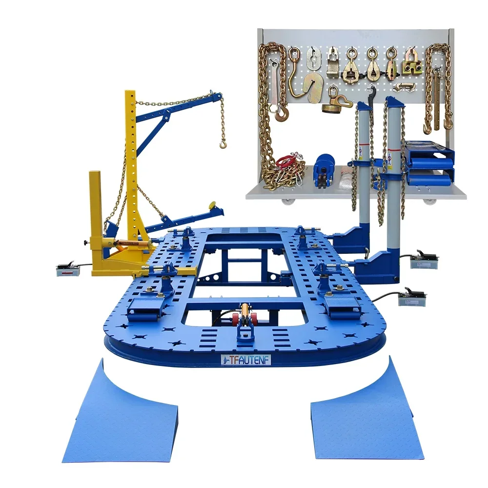 Air Pump Car Bench Machine With 18 Feet Platform And 5 Towers For Auto Body Frame Aligning And Straightening