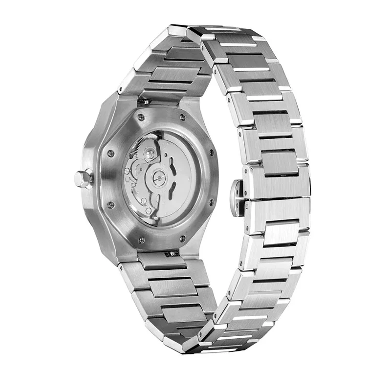 5ATM Waterproof Sunray Pattern Dial Date Function All Stainless Steel Men Automatic Watch