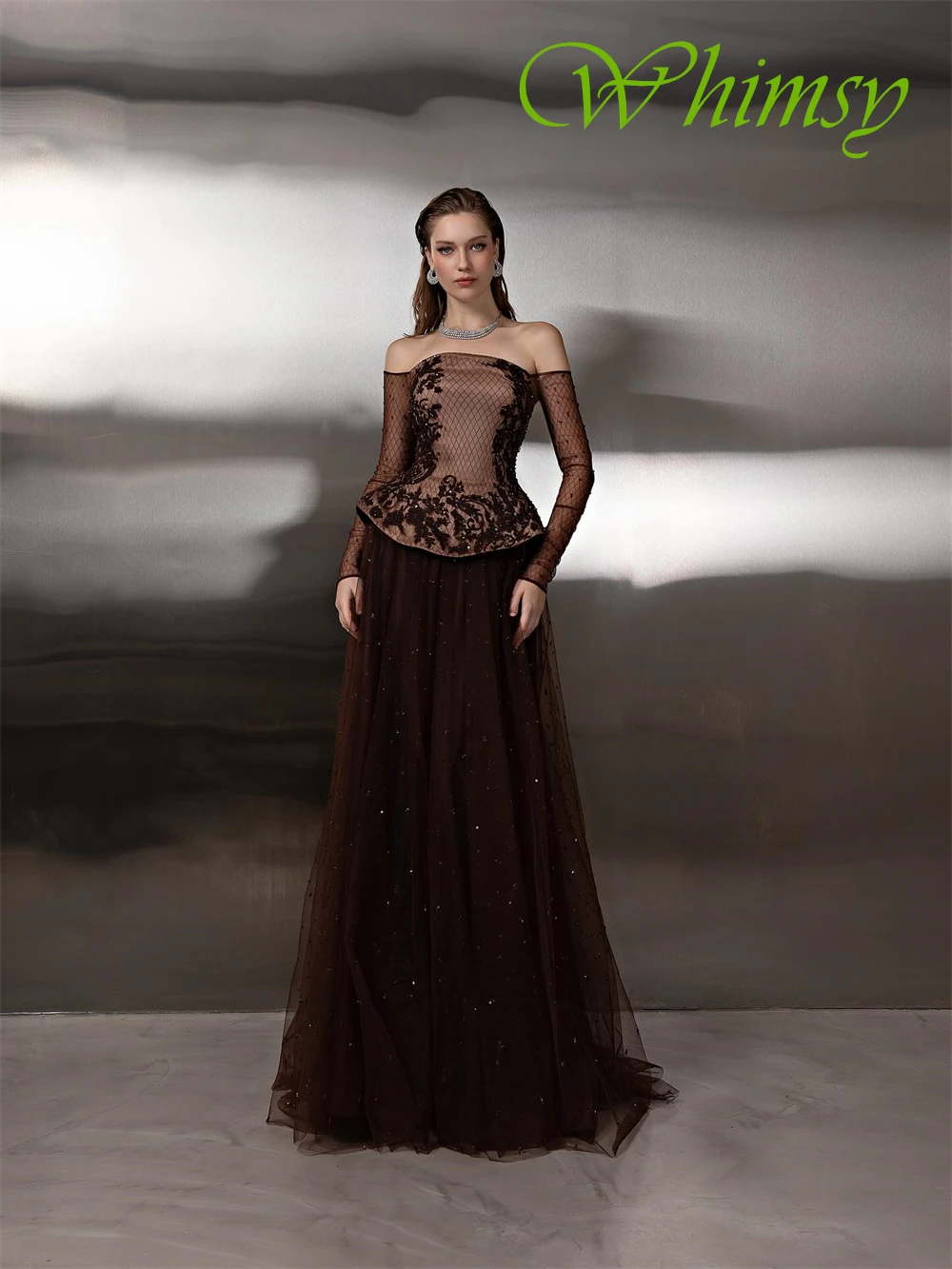 Robe de soirée en Tulle exquise personnalisée, avec des Appliques délicates, col bateau, robes de bal formelles à manches longues, robes d'occasion spéciale