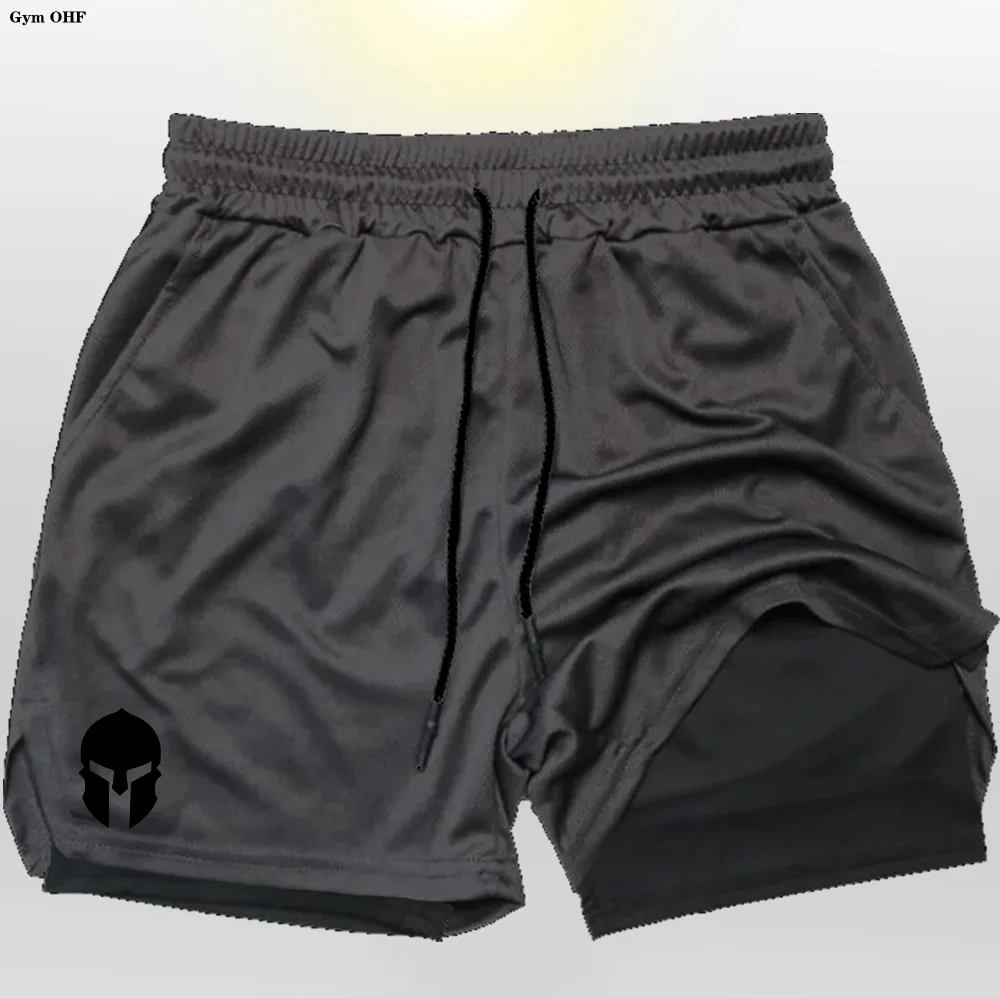 Professionelle Sportshorts für Herren, doppellagig, eng anliegend, hohe Elastizität, schnell trocknend, Schweißabsorption, atmungsaktiv – Detail 7