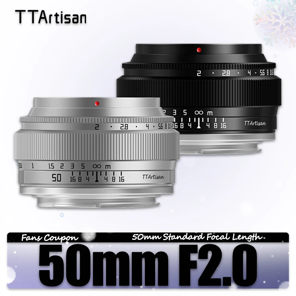 TTArtisan MF 50mm F2.0 Standard Focal Length Full Frame Portraiture Humantity Lens Compatible with Sony E Canon RF Nikon Z