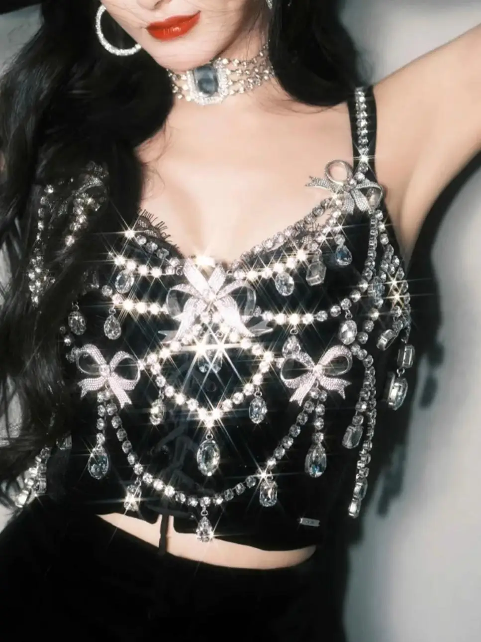 owcase  Knot Rhinestone Tassel Vest Body Chain Heavy Work ort Synthetic Fiber Inner Wear Original Design Women's...