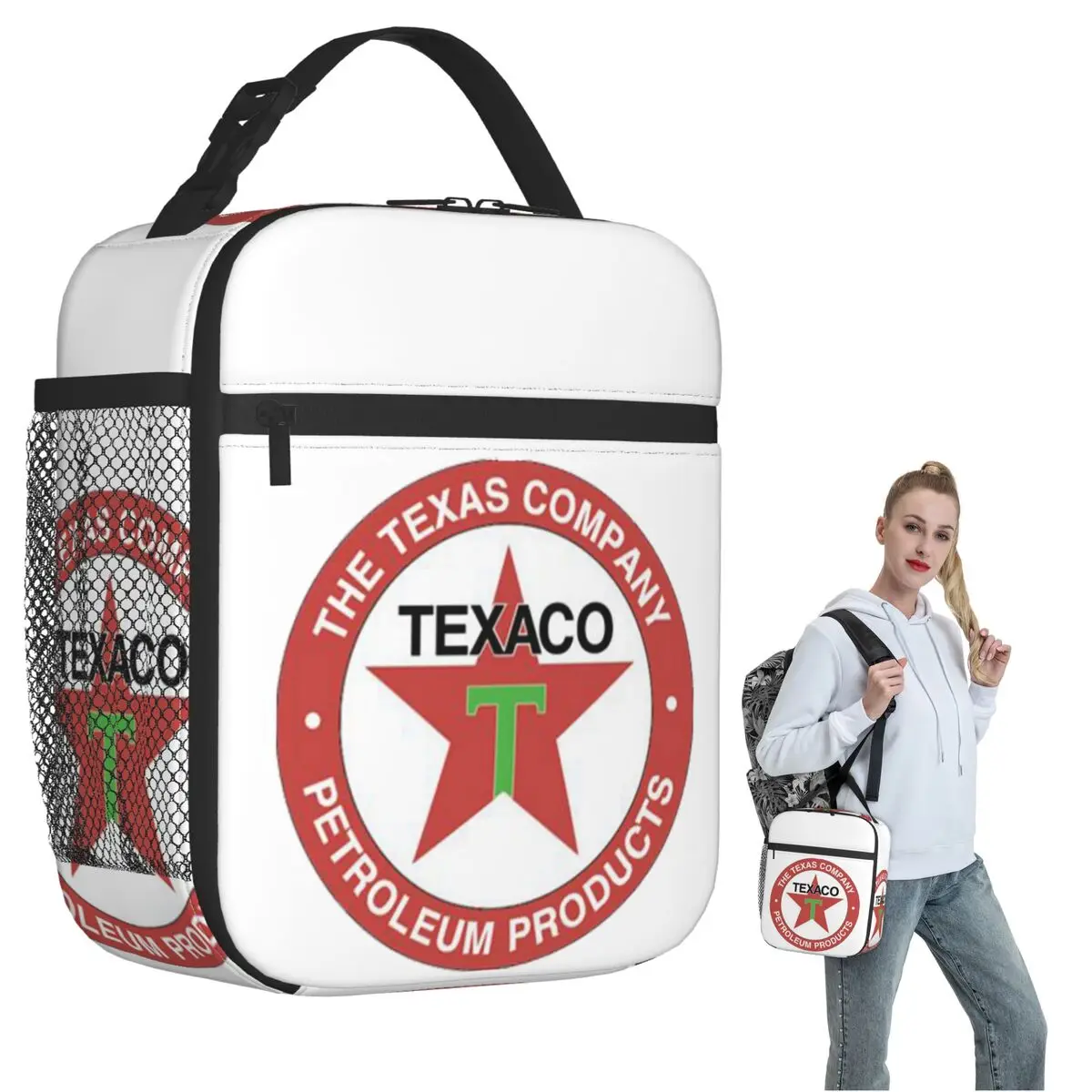

Винтажная термосумка для обеда с логотипом Texaco для женщин и детей, портативная термосумка для еды, термосумка-тоут