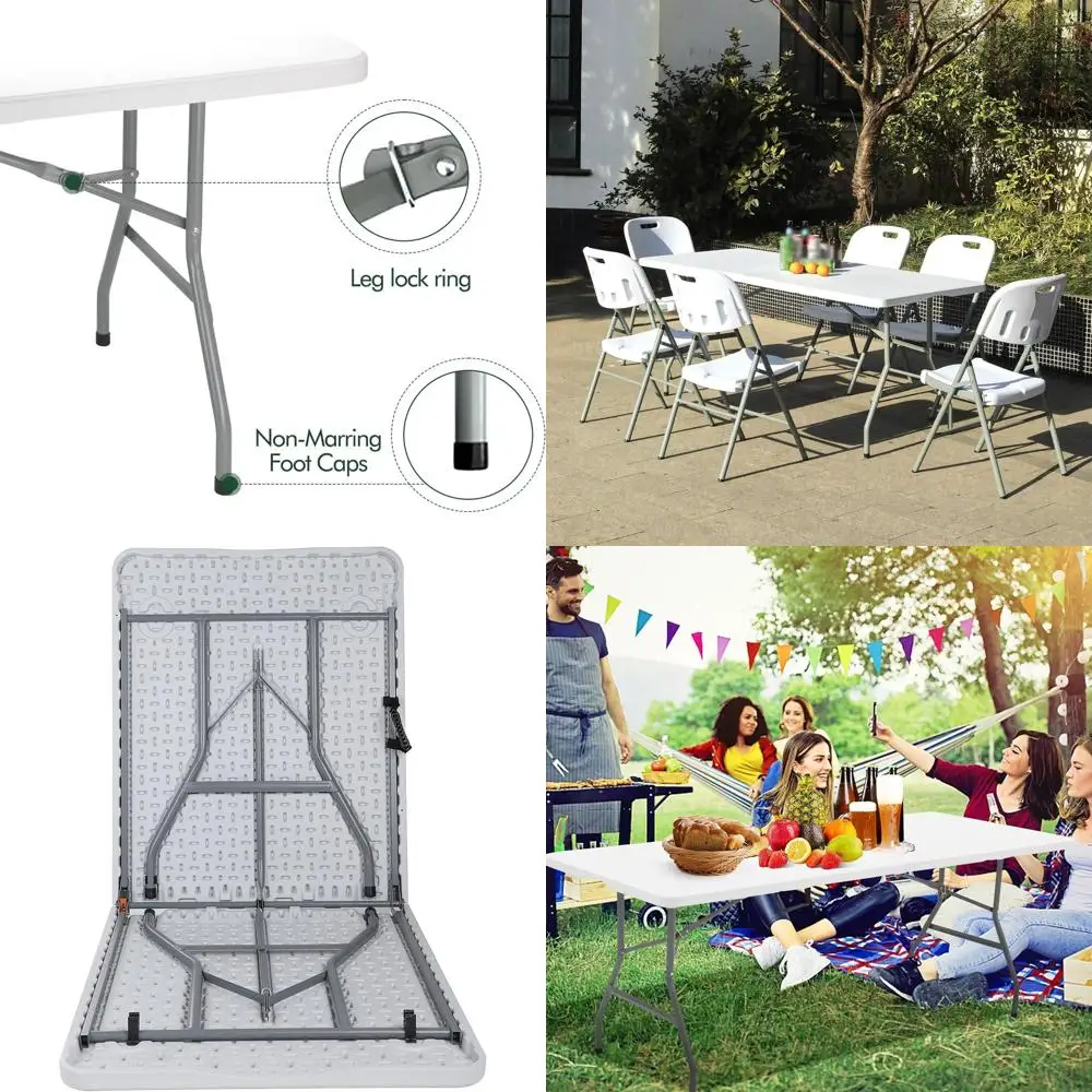 

Портативный прочный пластиковый стол с ручкой для использования в помещении, на улице, в саду, на пикнике, кемпинге, барбекю, для обедов, свадеб и рыночных ярмарок