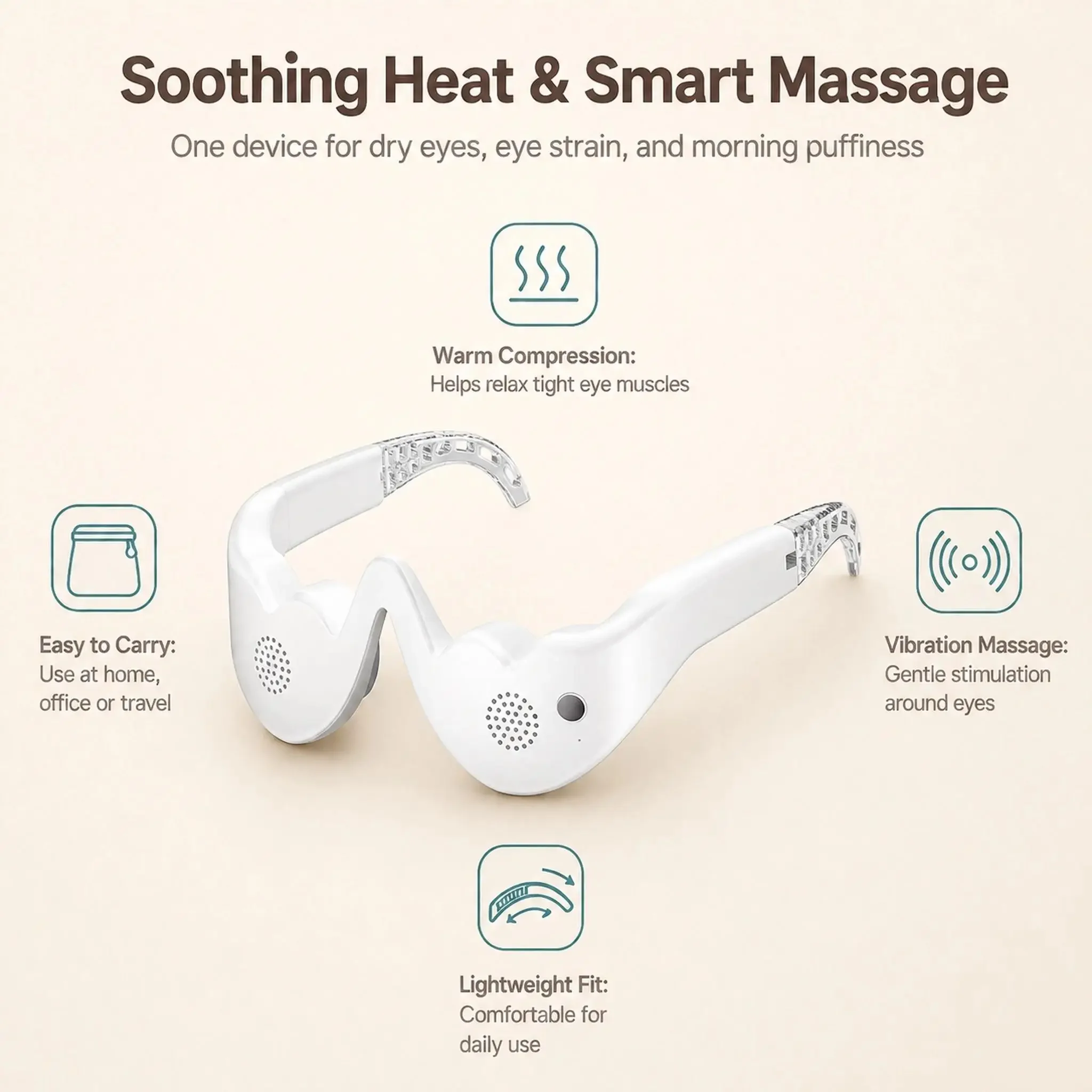 German Eye Massager & Eye Beauty Device - For Depuffing, Dark Circles, Under-Eye Bags, Lifting & Firming, Fatigue Relief