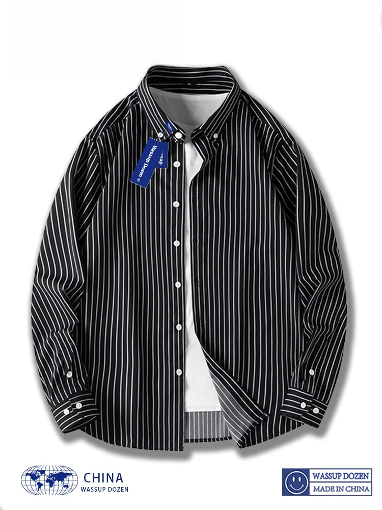 

Wassup Dozen Мужская полосатая повседневная длинная све irt Trendy Haome Spring Faion Свободная посадка из полиэстера без железа