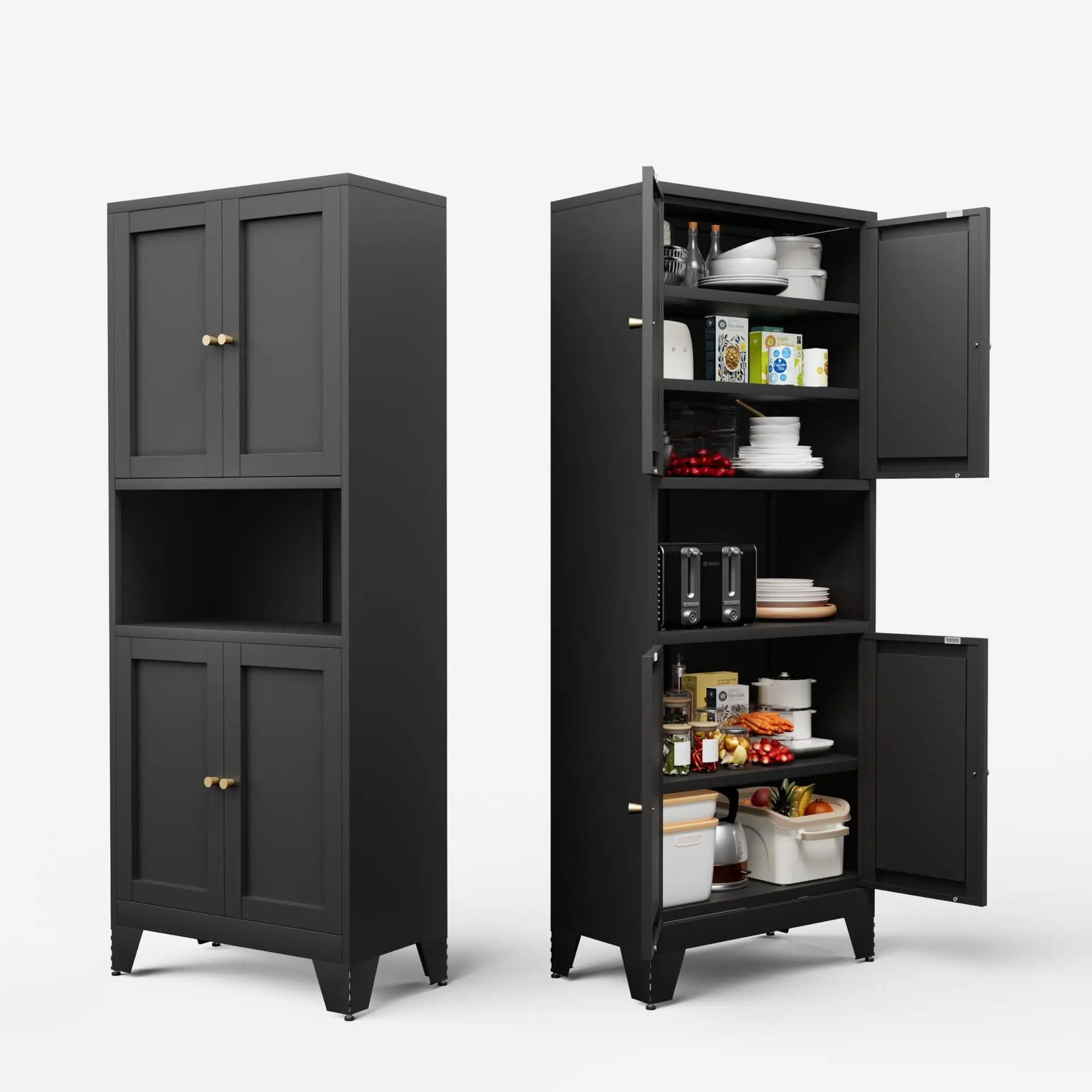 

Kitchen Shelf Steel Household Side Cabinet Multi-layer Floor Storage