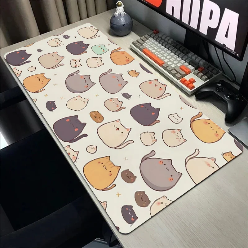 

Настольный коврик с милым котом, большой резиновый коврик для мыши, дизайн с мультяшным котом, XXL, моющийся и противоскользящий коврик для клавиатуры, украшение для офиса и дома