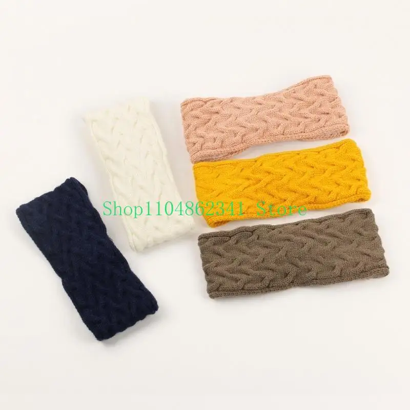 

652F Girls' Elastic Knitted Headbands Fleece Lined Hairbands Headwraps With Bows Fashion Hairband Winter Wear Accessories