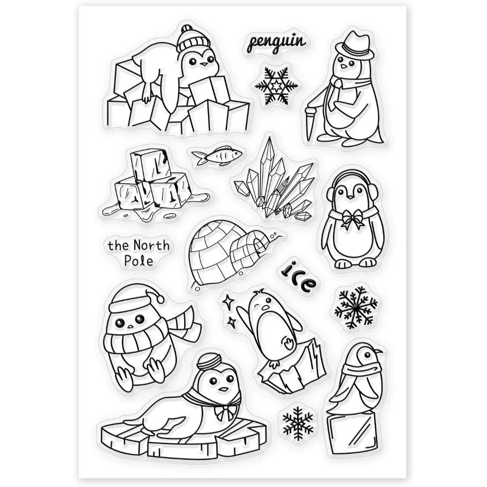 Penguin Clear Stamps The North Pole Ice Silicone Stamp for Card Making Decoration and DIY Scrapbooking