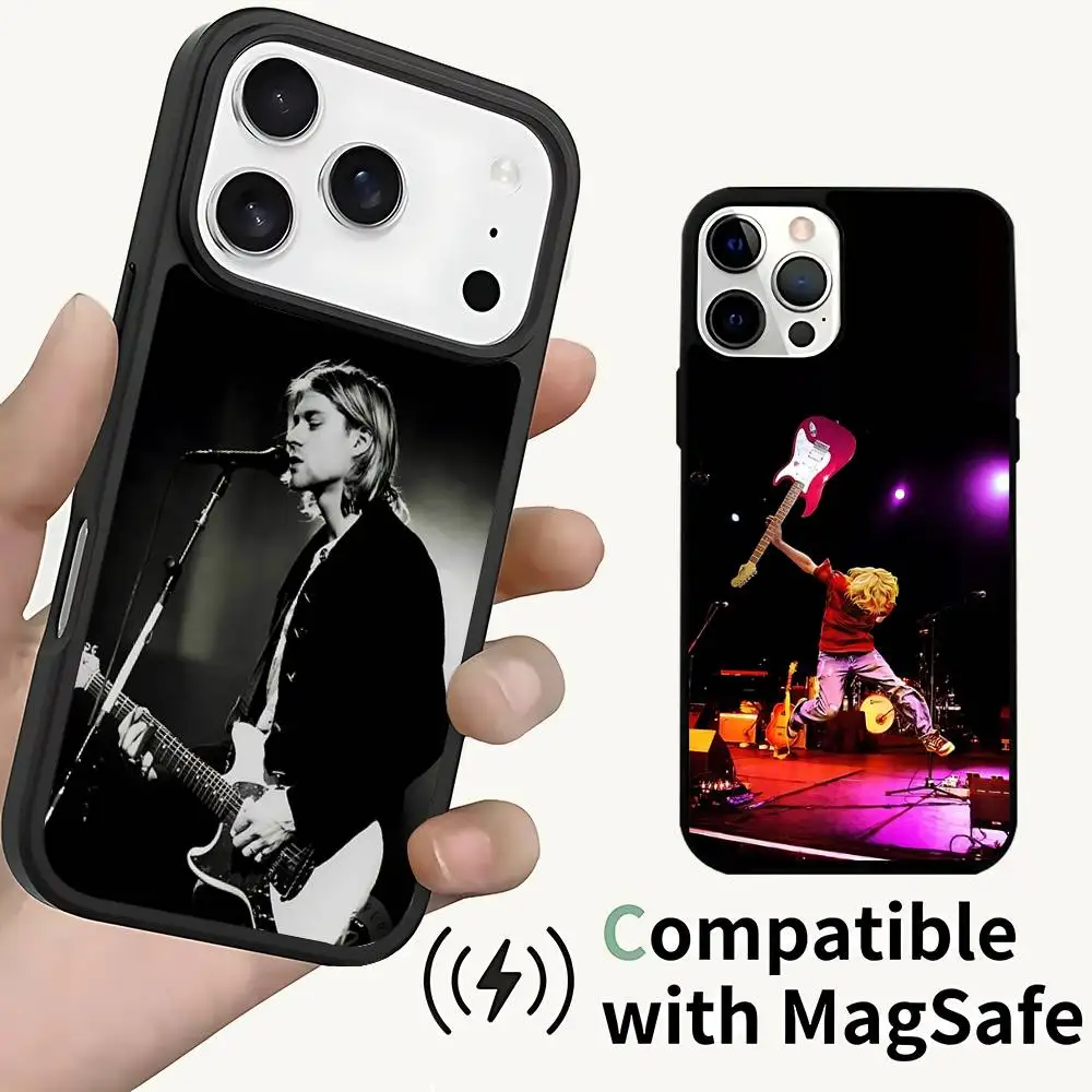 

K-Kurt Singer C-Cobain Phone Case For iPhone 17,16,15,14,13,12,11,Pro,Max,Plus,Mini,SE4,E Magnetic Magsafe Wireless Charging