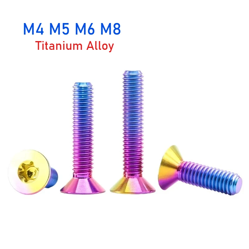

M4 M5 M6 M8 TC4 Titanium Alloy Colour Countersunk Torx Screw for DIY Bicycle Motorcycle Modification
