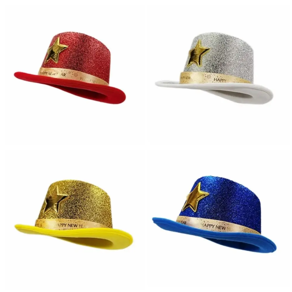 Cool Wide Brim Shiny Jazz Hat Felt Lightweight Festival Party Cap Star Fashion Suit Top Hat Men