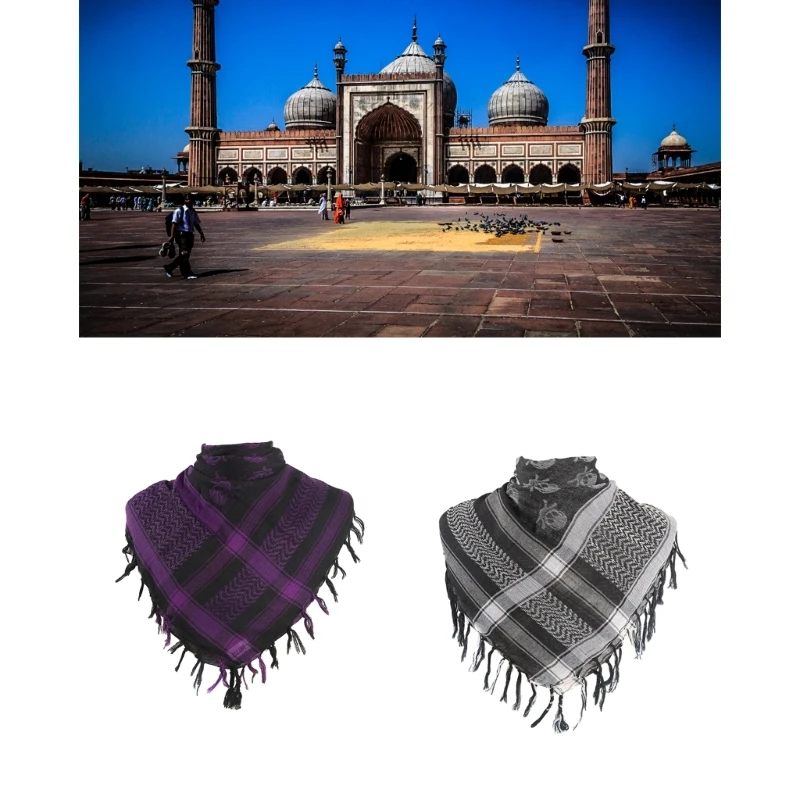 Skull Pattern Arab Keffiyeh Shemagh Square Scarf Lightweight Neck Warmer Cover Desert Scarves Shawl Headwrap for Camping