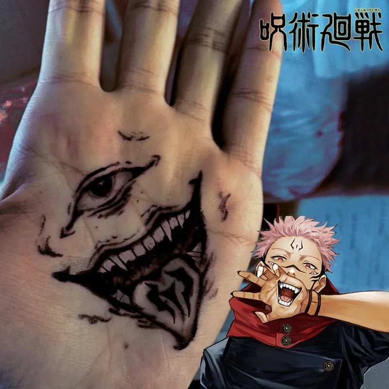 5Pcs Jujutsu Kaisen Ryomen Sukuna Hand Cosplay Stickers Toys Anime Role-playing Disposable Palm Stickers Halloween Props Gitfs