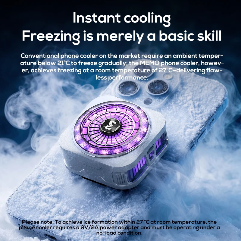 MEMO CX21 Phone Cooler 9V/2A Semiconductor Cooling Fan Radiator Silent Magnetic & Back-clip Universal for Live Streaming Gaming