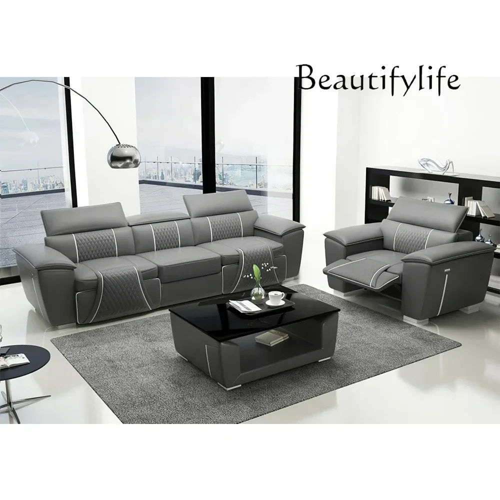 

Tu MANBAS Electric Reclining Sofa Set Italian Genuine Leather Power Recliner Functional Salon Cama Sectional Couch Big Sofas 3-S