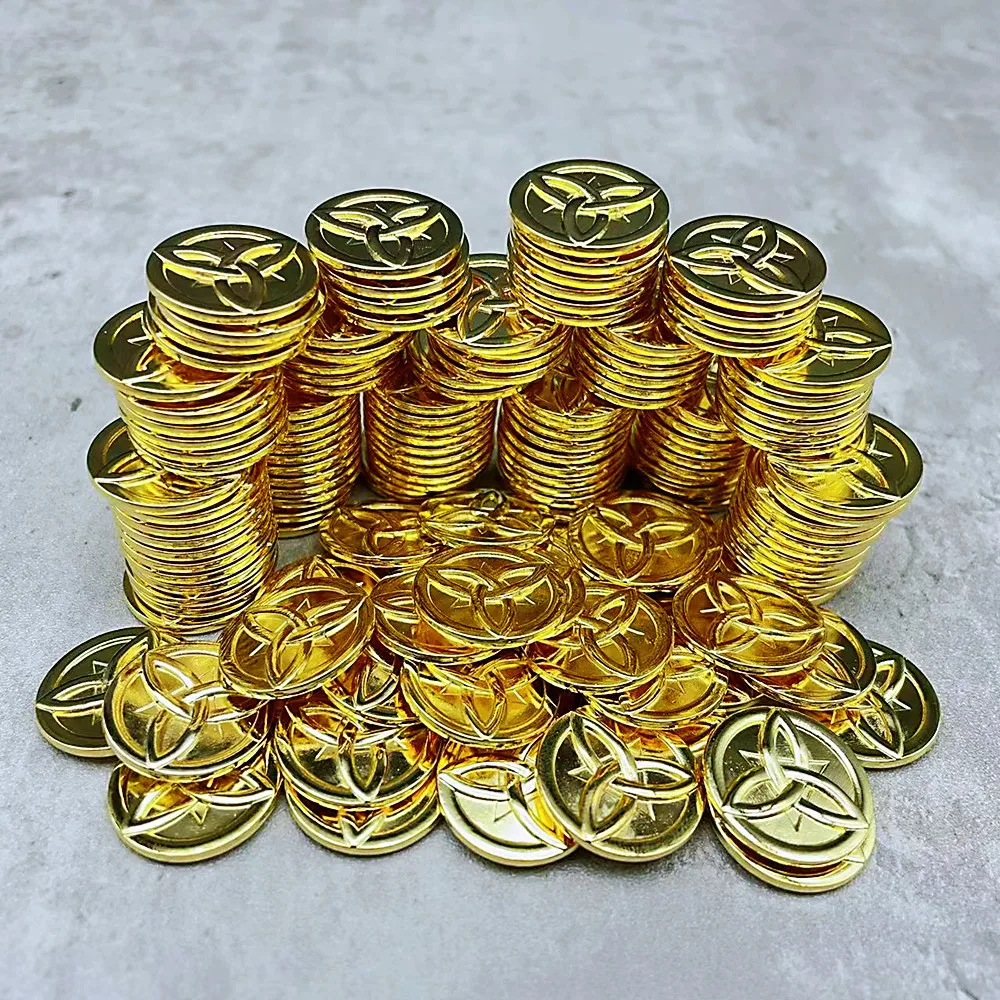 Genshin Impact Mora Cosplay Coins Anime Metal Golden Collection Xmas Birthday Gifts Festival Decor 10Pcs