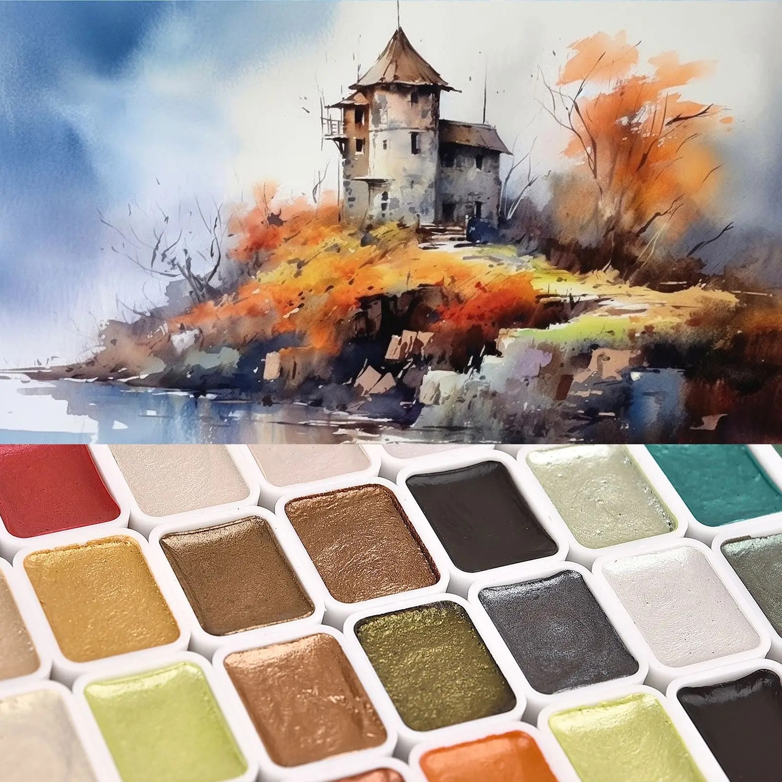 

6Colors Pearlescent Watercolor Solid Pigment Art Metallic Glitter DIY Clay Coloring Nail Art Dripping Glue Color Painting Tool