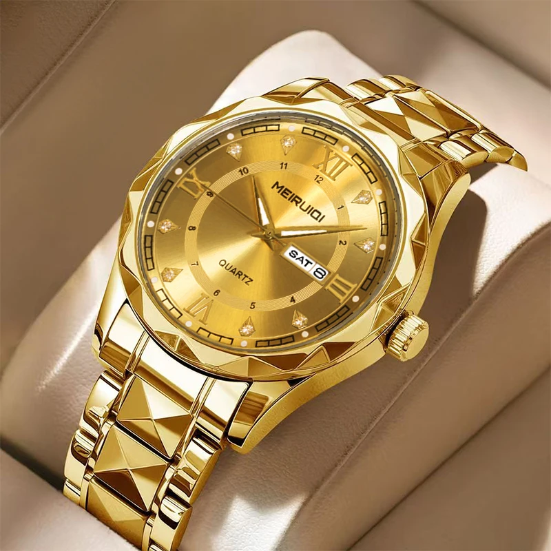 

Мужские желтые элегантные многофункциональные кварцевые часы премиум-класса с недельным календарем.