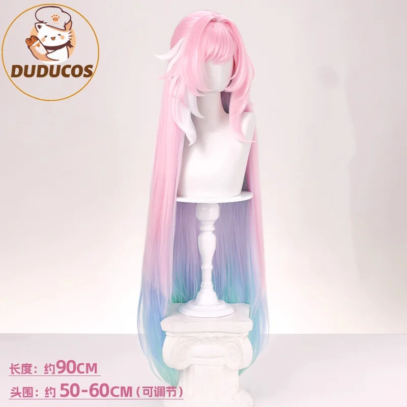 Honkai Star Rail Cyrene Cosplay Perücke Rosa Blau Lange Haare Neuer Skin Elysia Amphoreus Halloween-Party für Frauen Gratis Perückenkappe