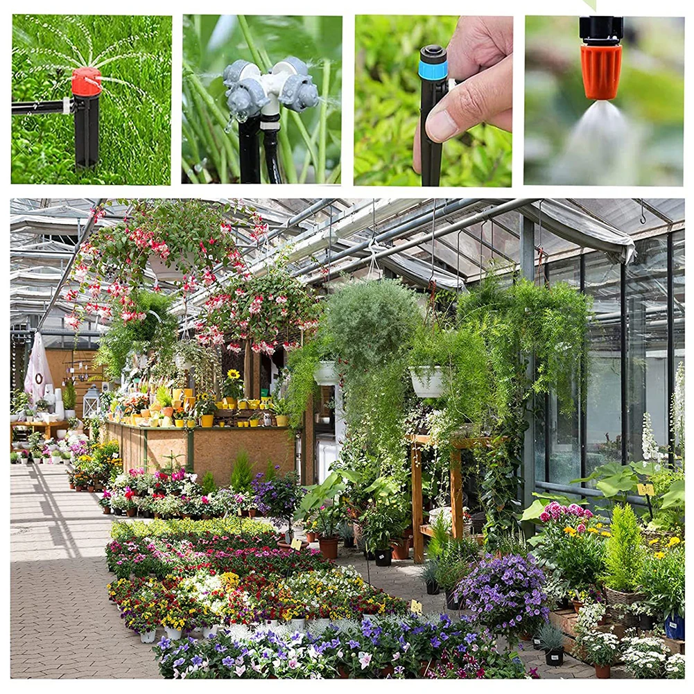 

200FT Quick-Connect Drip Irrigation System Kit with 1/2 Inch Hose 1/4 Inch Distribution Tubing for Greenhouse Yard Lawn Plant