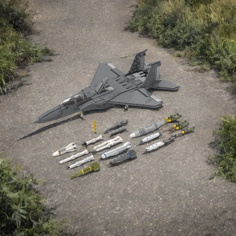 

1281 шт. MOC F-15 E Strike Eagle | 1:33, масштаб минифигурки, строительные блоки, игрушка для детей, развитие творчества, подарок на день рождения своими руками