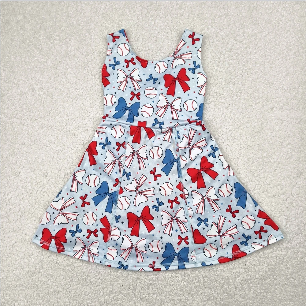 

Hot Sale Baby Girls Sibling Baseball Active Wear Athletic Boutique Kids Yoga Designer Clothes Girls Dress Set Toddler Swimsuits