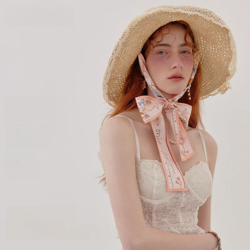 オリジナル-xinuosichou-シルクスカーフ-本物のシルク-スクエア-ダイヤモンド型-ドリフティングベルト-韓国風-春夏秋冬-花柄