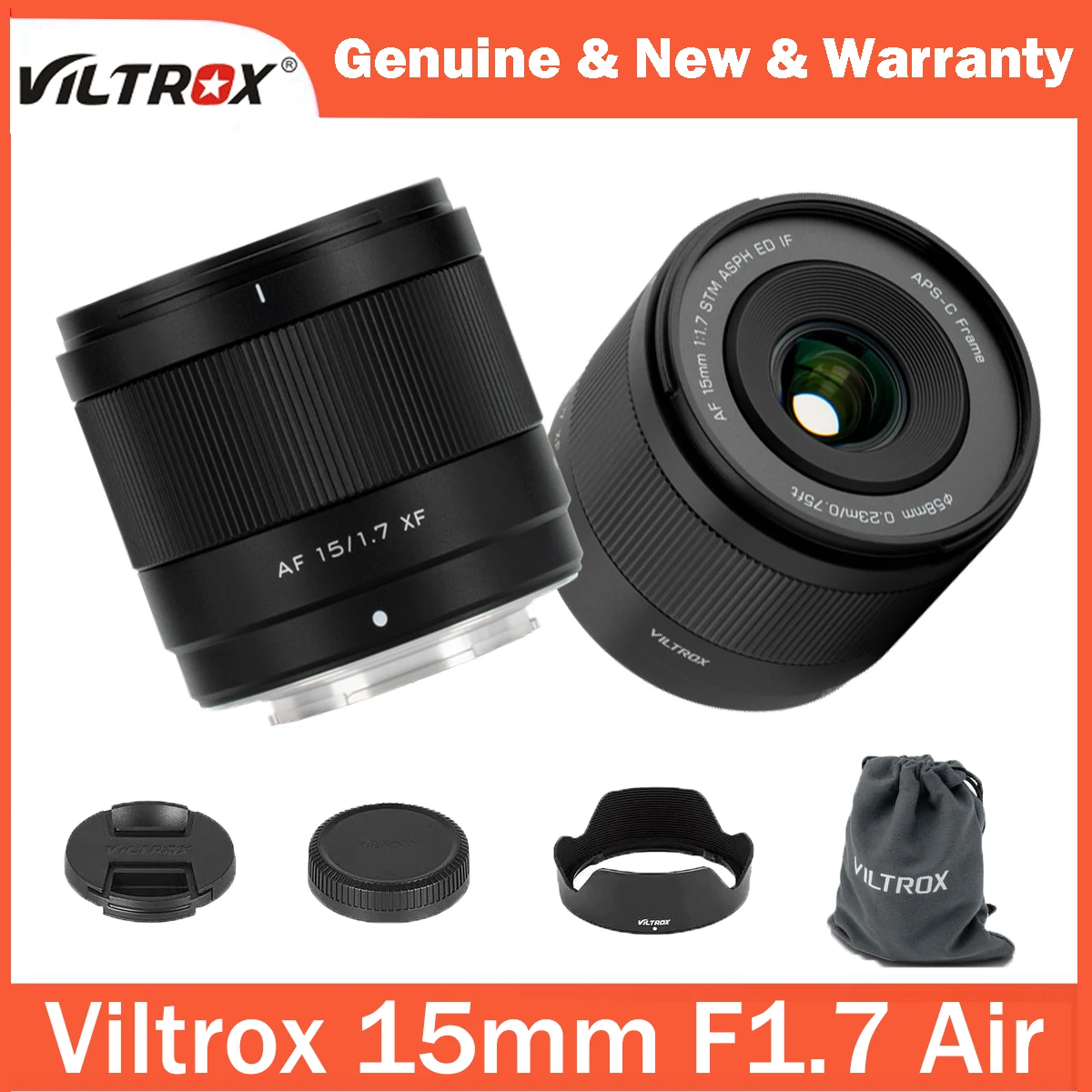 Viltrox 15mm F1.7 Air Auto Focus APS-C Prime Lens for Fuji xm5 X 