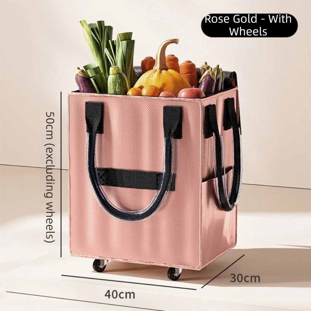 

Eco-Friendly Reusable Shopping Bag Waterproof With Wheels Travel Shopping Bag Foldable Rolling Tote Bag Outdoor