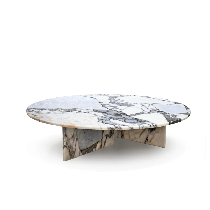 Danish modern minimalist design natural stone marble tea table luxury round living room combined coffee side table customization