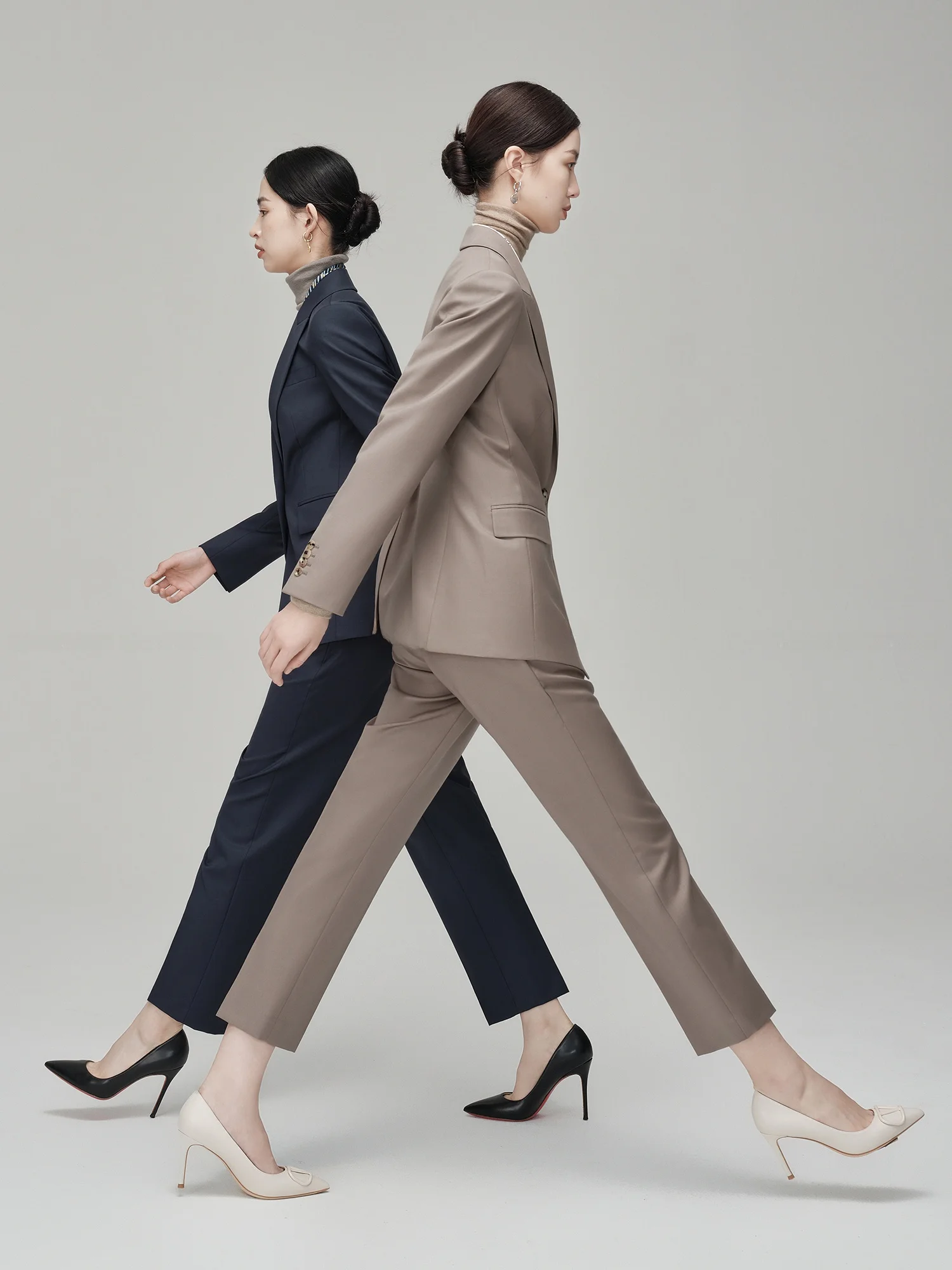 Blancwing Premium Woolen Suiting Spring Fashionable Three-Color Women's Suiting Pants Set Commute Style Slim Fit Long Sleeve