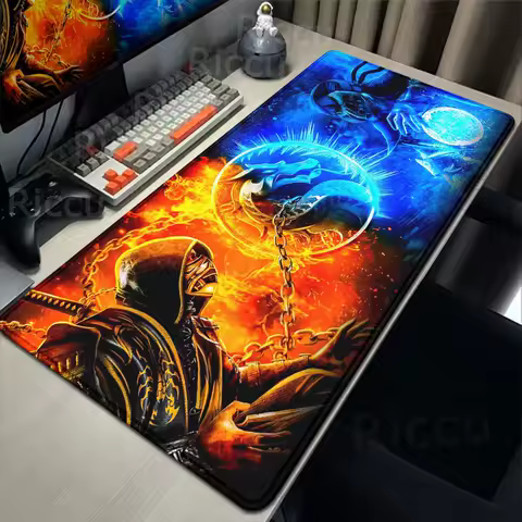 XXL Gamer Desk Mat Lock Edge Keyboard Mat Cute Mausepad Large Anime Mouse Pad Gaming Accessories HD Print Mortal Kombat Mousepad