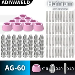 ADIYAWELD 30/60/90PCS AG60 SG-55 Plasma Cutter Cutting Torch Tip Nozzles Cups Electrodes Consumables Kits