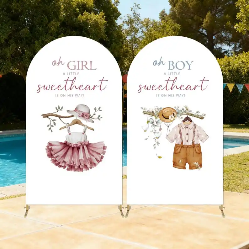 Mocsicka Baby Shower Arch Cover Backdrop Baby Clothes Sweetheart Shower Photo Background Boy or Girl Gender Reveal Party Studio