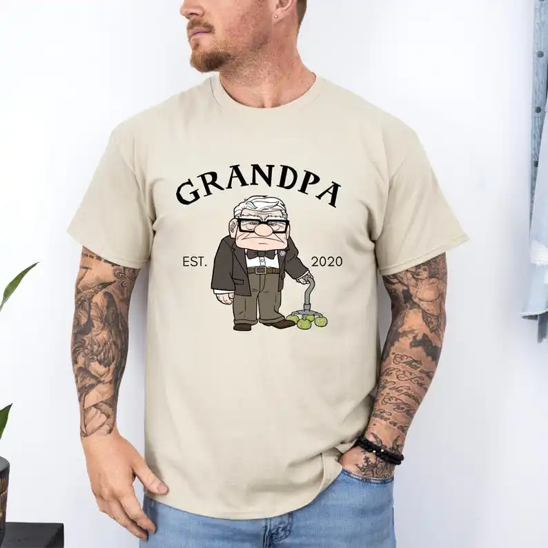 Matching Couple T Shirt Custom Double Sided Cartoon Print Grandpa Grandson Matching Design Travel Holiday Celebration Gift — купить у AliExpress WW