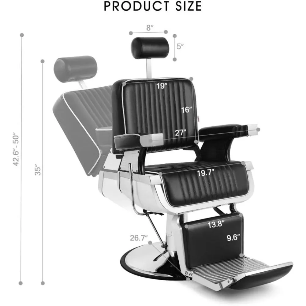 Barber Chair Reclining Hydraulic Barber Chairs Heavy Duty Styling Chairs for Salon Chair Tattoo Chair Beauty Equipment (Black)