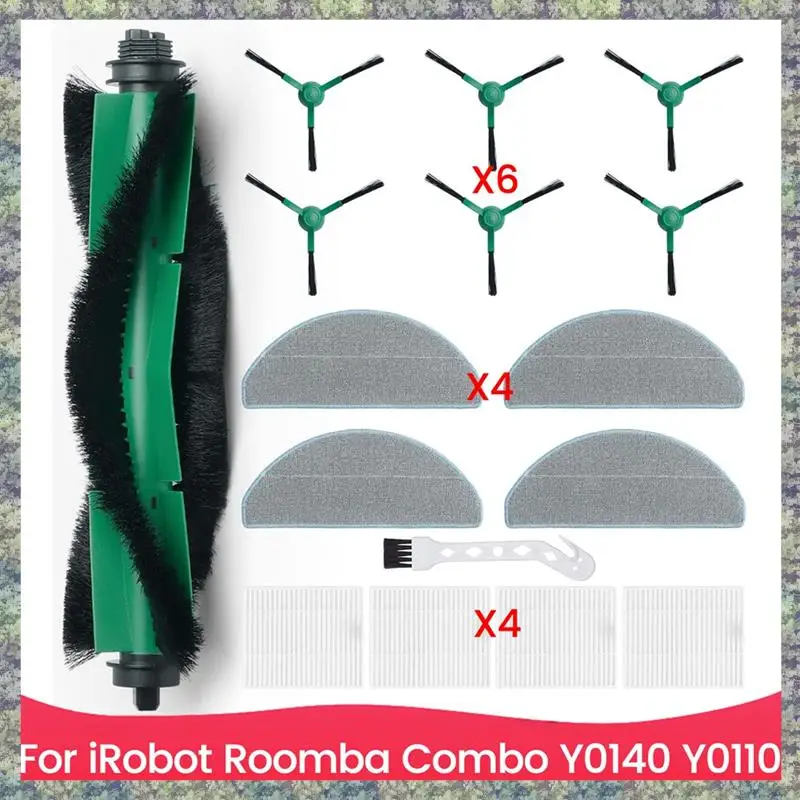 

WON Replacement Accessories Parts For Irobot Roomba Combo Y0140, Y0110 Robot Vacuum Kit Main Side Brush Hepa Filter