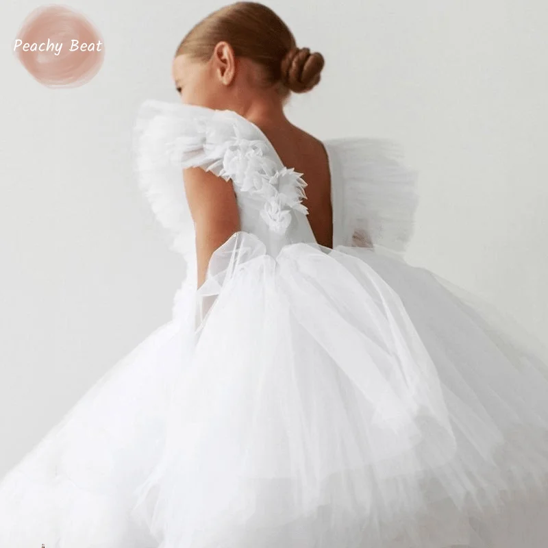 

Baby Girl Princess Mesh Tutu Dress Infant Toddler Child Fly Sleeve Vestido Party Wedding Birthday Ball Gown Baby Clothes 2-14Y