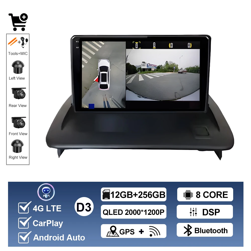 Draadloze CarPlay Voor Volvo C30 S40 V50 C70 2004-2012 Autoradio Multimedia Display Touchscreen Android auto Head Unit navigatie - afbeelding 1