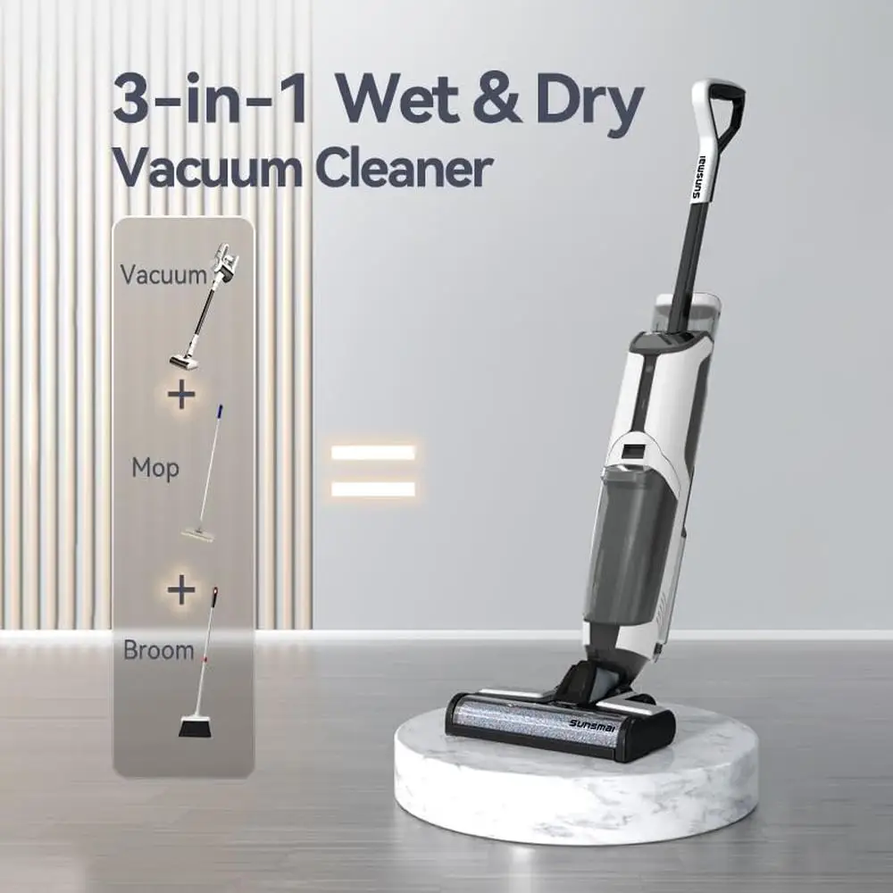 Rechargeable Wet Dry Vacuum Mop with Self Cleaning System and Powerful Suction Cordless All in One Cleaner Hardwood Floors