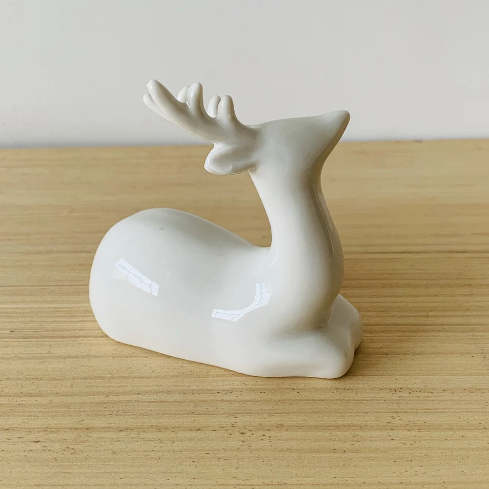 

2Pcs Ceramic Deer Crafts Simple Noble Desktop Decoration for Home Office Car Eco Friendly Gifts Ceramic Deer Desktop Decoration