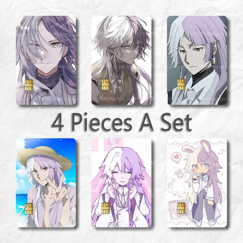 Sigma BSD B-Bungo Stray Dog Card Skin Stickers, 4 Pack Waterproof PVC Decals for Debit, Bus Transit, Gift & Membership Cards